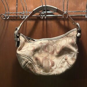 Coach Beige and Brown Signature Shoulder Bag